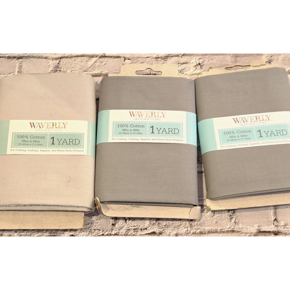 Waverly Inspirations 100% Cotton Sew Fabric, 3 Gray 1 Yard Package Lot, New